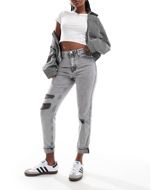 River Island Gray Mom Jeans