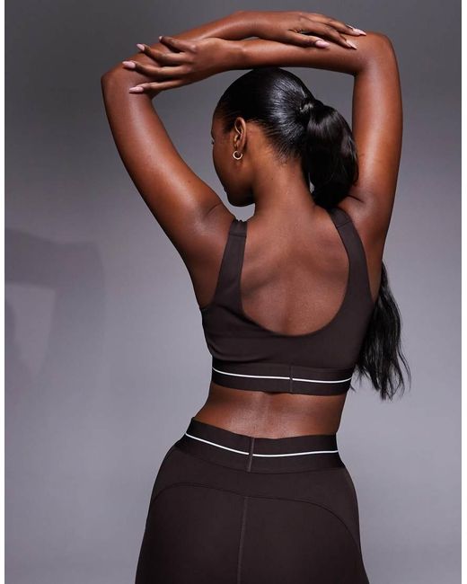 Adidas Originals Brown Adidas Training Hyperglam Linear Low Support Sports Bra