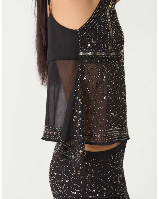 Stradivarius Black – besticktes riemchenoberteil