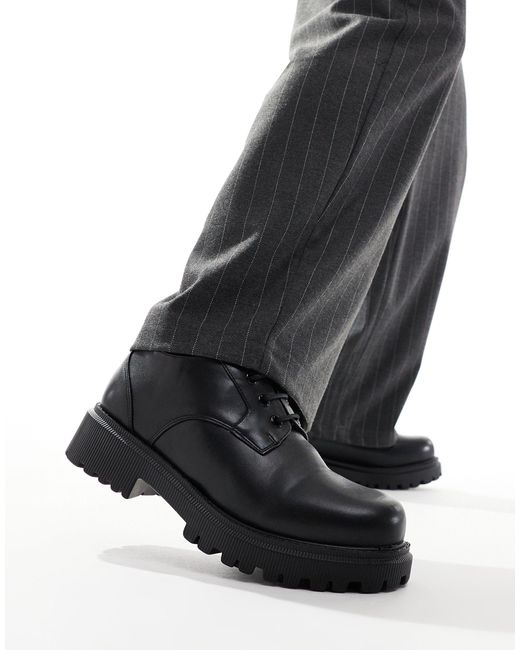Chaussures pointure large à lacets avec semelle crantée chunky - mat London Rebel pour homme en coloris Black