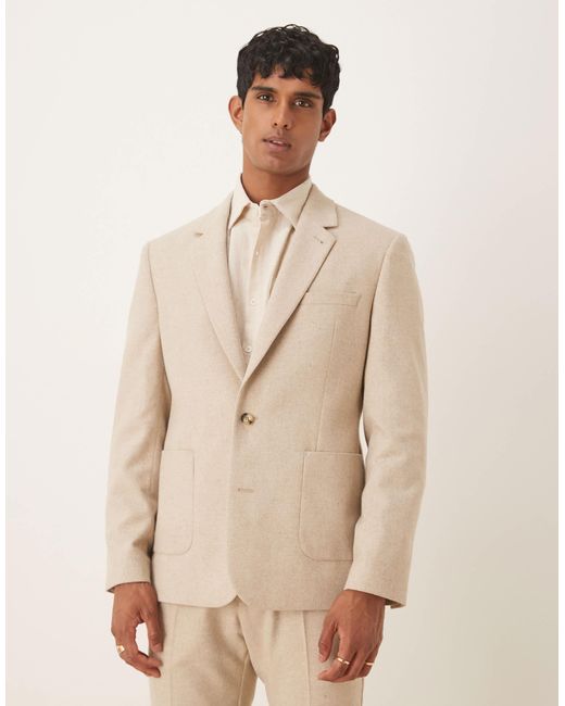 ASOS – schmal geschnittene anzugweste in Natural für Herren