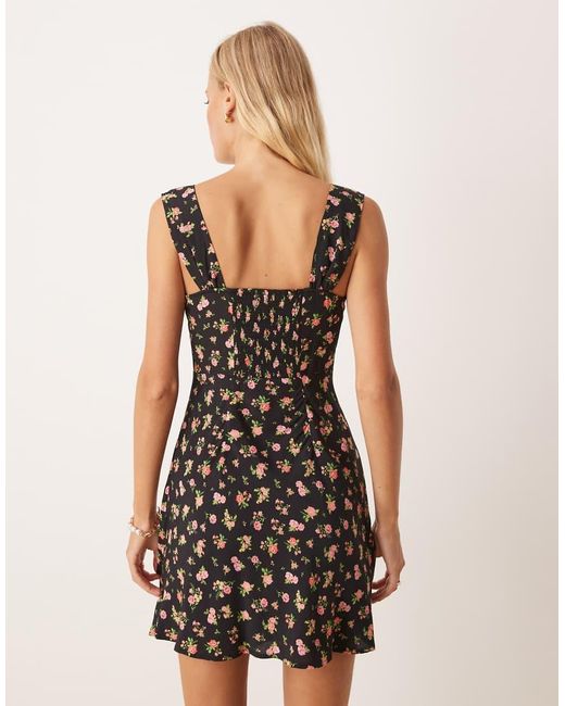 Mango Black Square Neck Shift Mini Dress