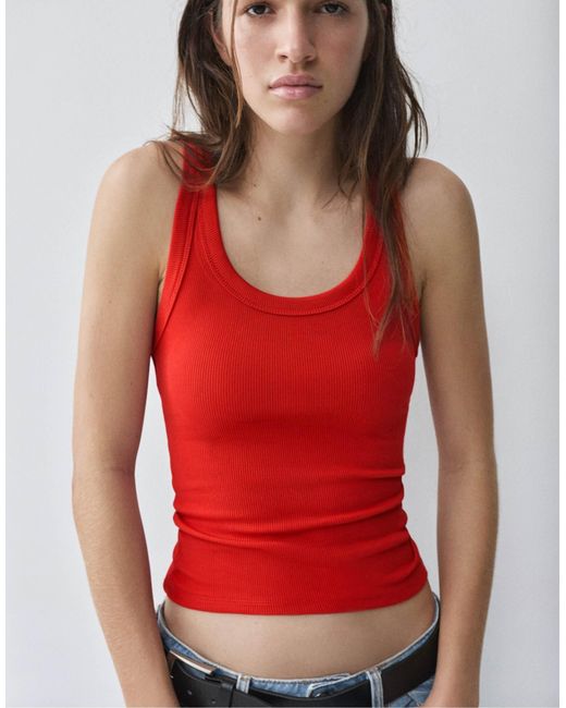Pull&Bear Red Basic tanktop