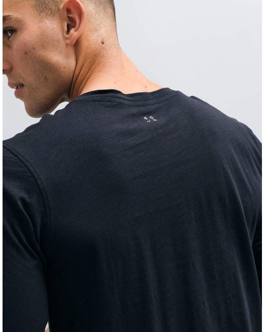 4505 Blue Lightweight Cotton Slub Long Sleeve Henley T-shirt for men