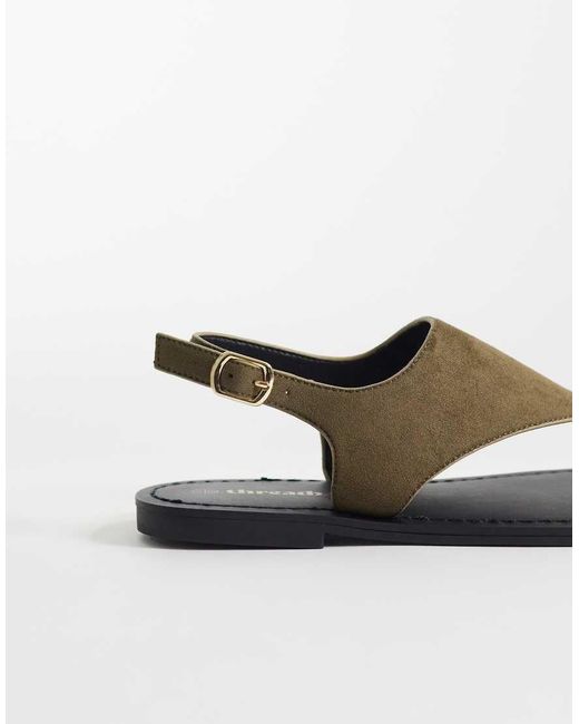 Threadbare Green Faux Suede Flat Sandals With Toe Post