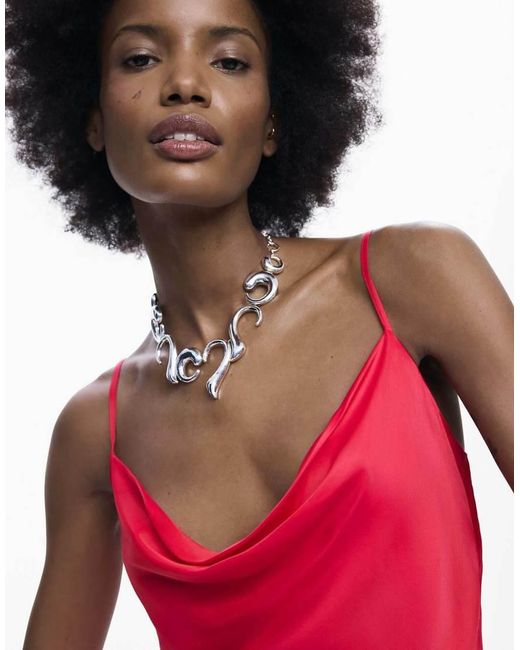 Desigual Red Asymmetrical Slip Dress