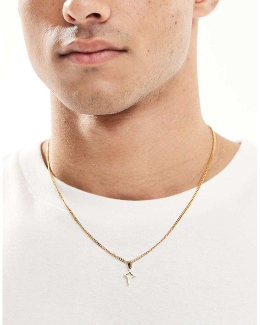 ASOS White Waterproof Stainless Steel Star Pendant Necklace for men