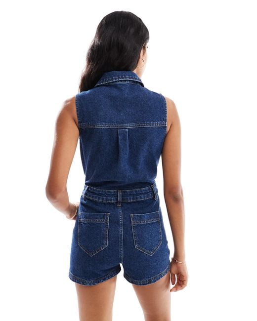Miss Selfridge Blue – denim-playsuit