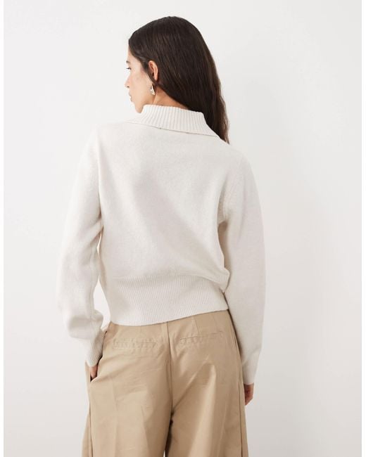 Threadbare White Cardigan With Peter Pan Collar