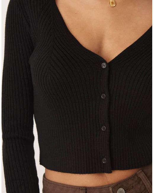 Glamorous Black Long Sleeve Crop Cardigan