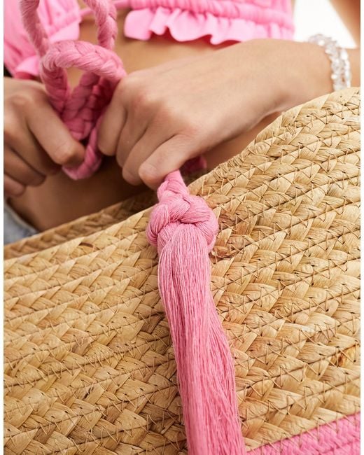 South Beach Pink Rope Detail Tote Bag