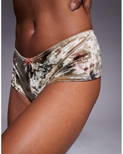 ASOS Black Misty Velvet Abstract Floral Hipster Short