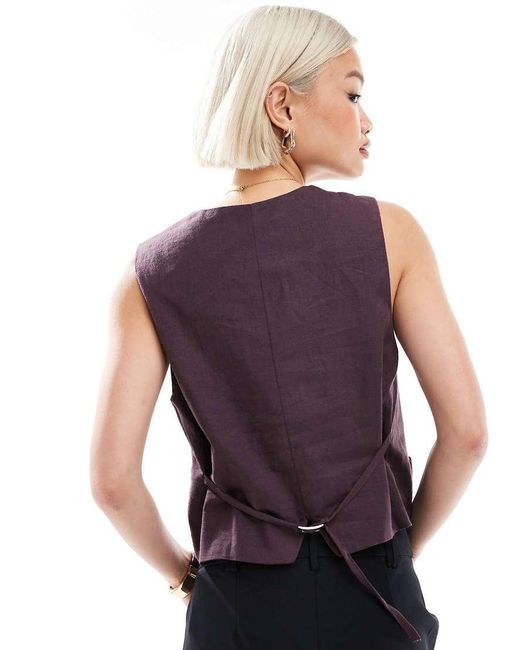 Pull&Bear Purple Linen Waistcoat