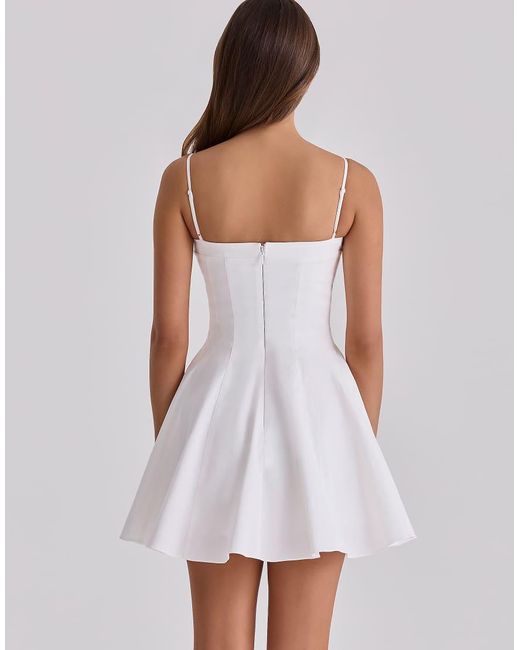 House Of Cb White Dolly Cotton Flared Mini Sundress