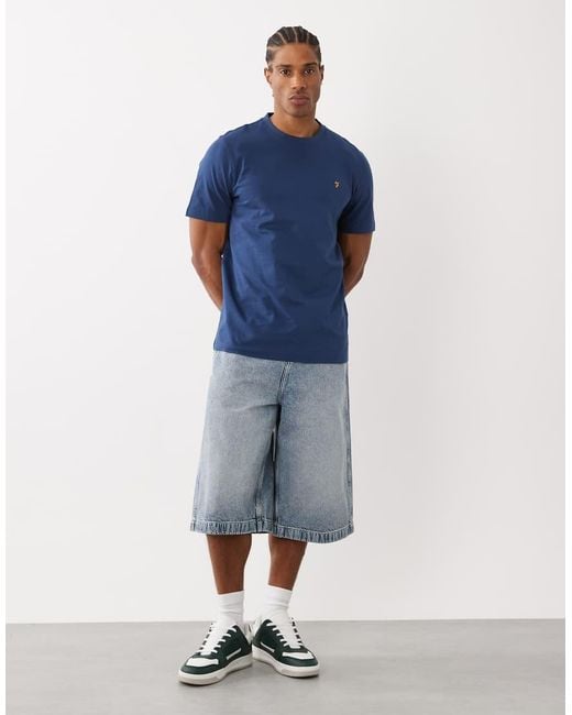 Farah Blue Danny Regular Logo T-shirt for men