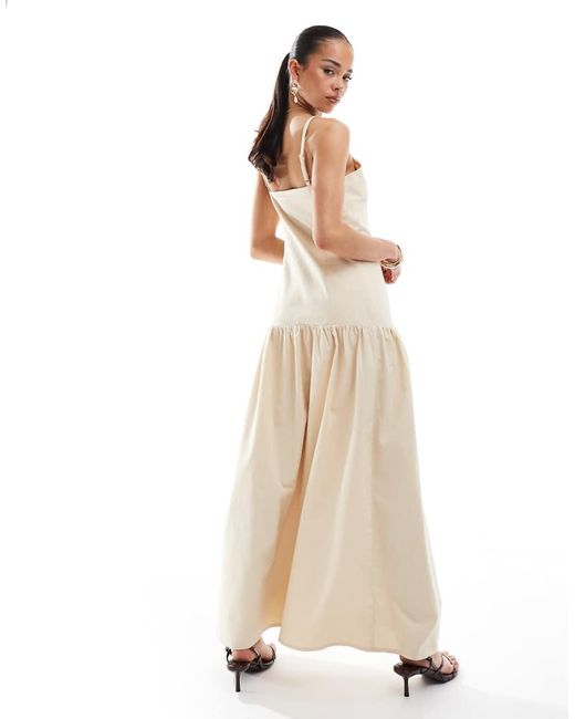 Vestito Lungo Con Spalline Sottili Color Latticello di 4th & Reckless in Natural