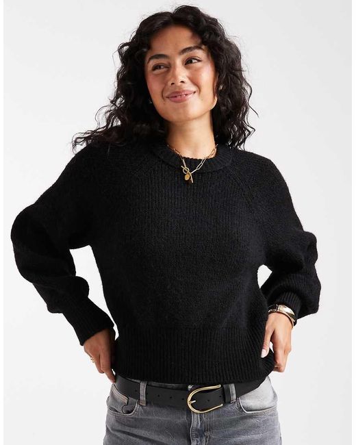 ASOS White Blouson Sleeve Nipped Waist Jumper