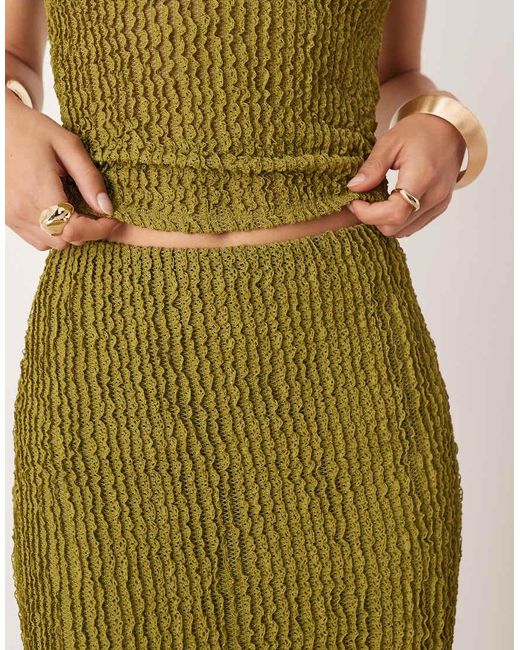 ASOS Green Co-ord Textured Ruffle Fishtail Maxi Skirt
