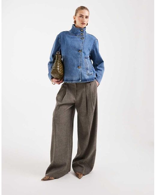 Object Blue Premium Soft Button Front Short Denim Jacket