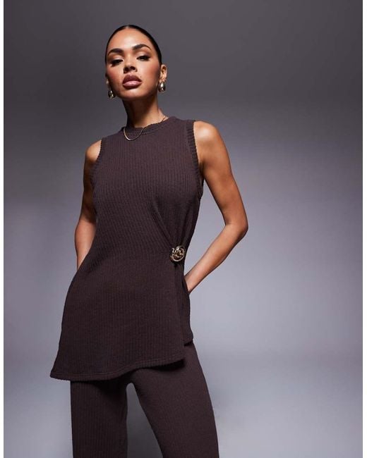 River Island Overslagtop Met Textuur En Goudkleurige Schelp-Hardware in het Blue