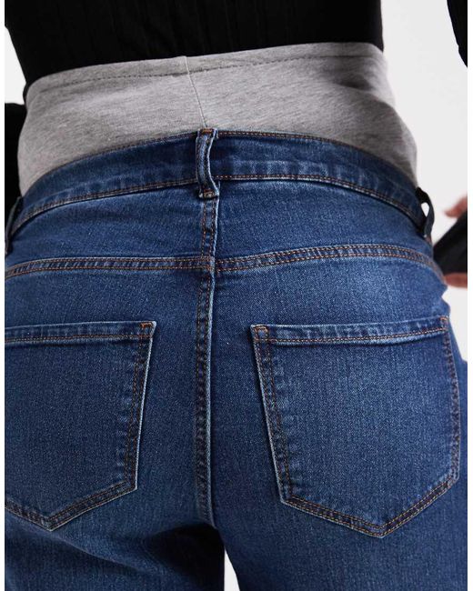 Mama.licious Blue Mamalicious Maternity Flared Jeans With Soft Over The Bump Band