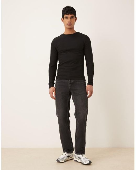 ASOS Black Heavyweight Muscle Fit Long Sleeve T-shirt for men