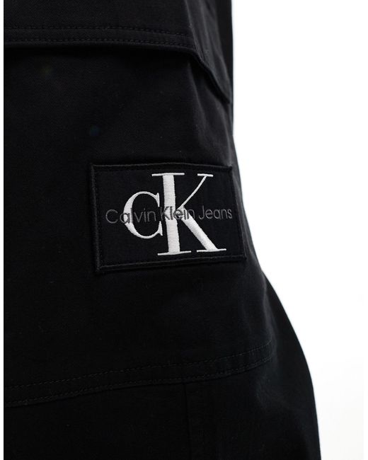 Calvin Klein – cargohose mit geradem schnitt in Black für Herren