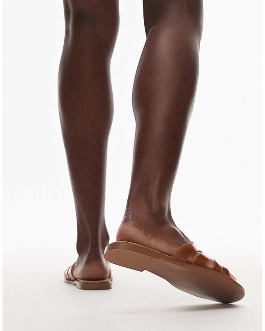 TOPSHOP Brown Kris Jelly Flat Sandals