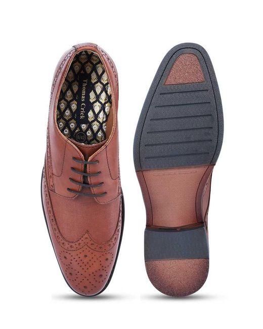 Thomas Crick Brown Archer Leather Lace-Up Brogue Derby Shoes for men