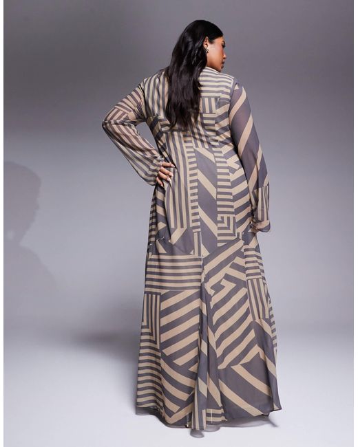 Asos design curve - robe rayée longue avec ourlet à godets ASOS en coloris Multicolor