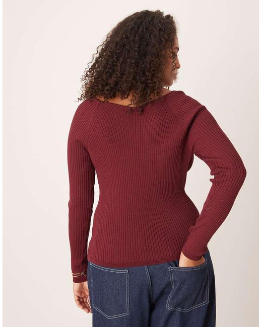 ASOS Asos Design Curve Knitted Structured V Neck Top