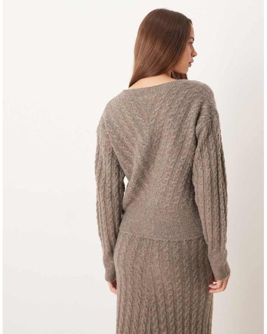 Vila Brown Cable Knit Cardigan Co-ord