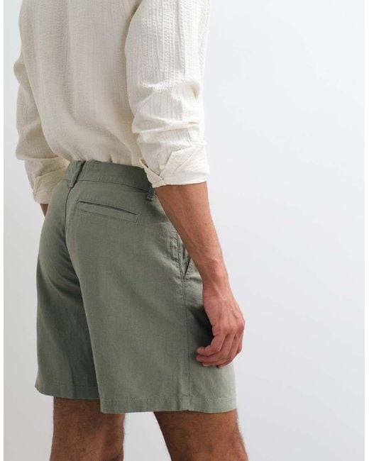 ASOS Green Co-Ord Wide Fit Linen Blend Shorts for men