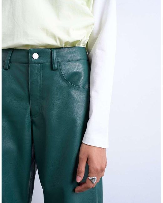 TOPSHOP White Faux Leather Barrel Leg Pants