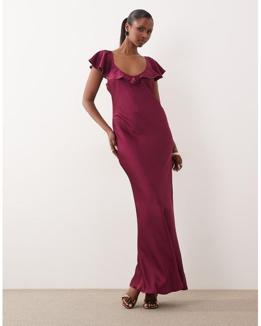 Vero Moda Red Cap Sleeve Rose Detail Maxi Dress