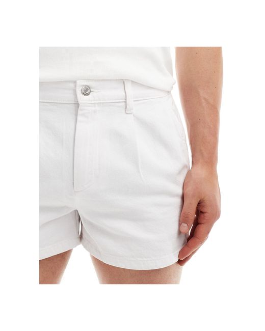ASOS Blue Pleated Shorter Length Denim Shorts for men