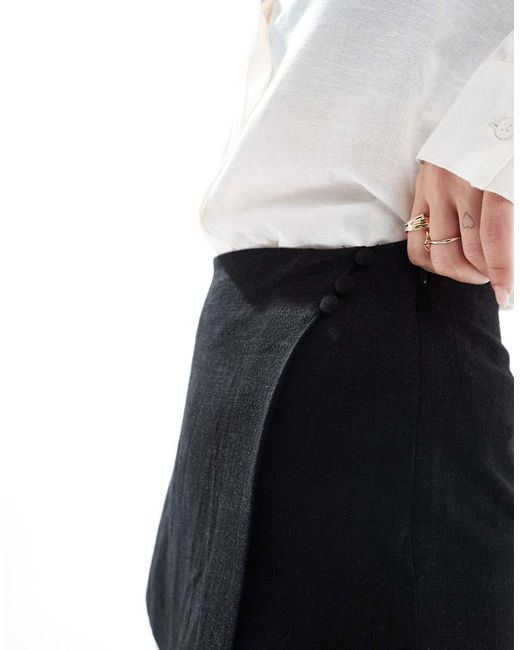 ASOS White Linen Look Wrap Skort