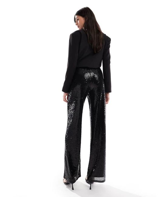 ONLY Black High Waist Pull On Sequin Trousers