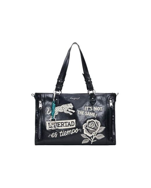 Borsa Media Nera di Desigual in White