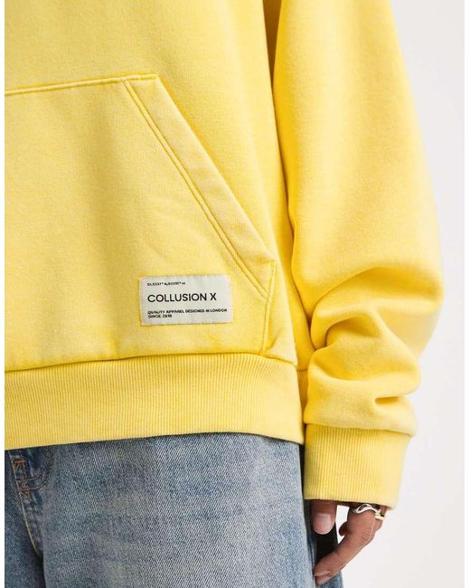 Collusion Yellow Oversized Washed Hoodie