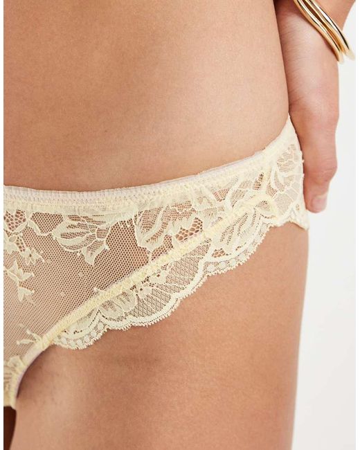 ASOS Natural Stevie Lace Brazilian Briefs With Contrast Trims
