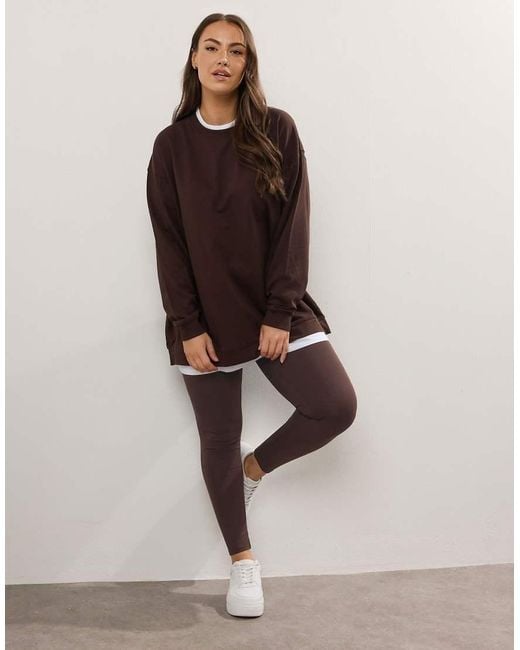 Yours Clothing Brown Cotton Stretch Leggings