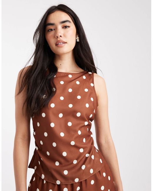 Vero Moda Multicolor – ärmelloses oberteil mit bindedetails am rücken und punkten, kombiteil