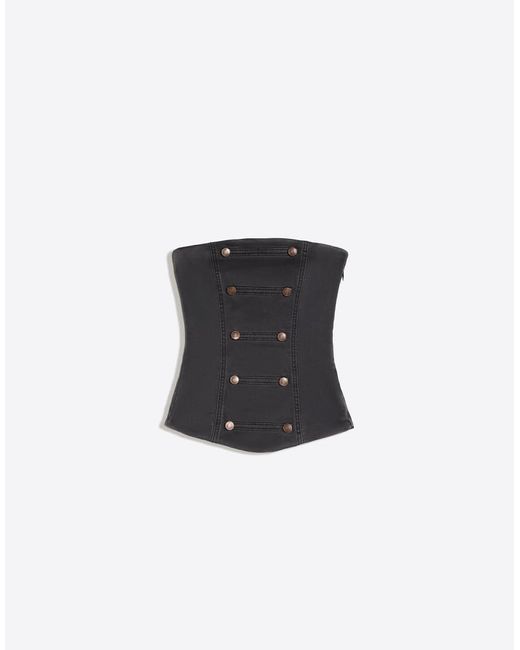 Bershka Black Button Bandeau Top
