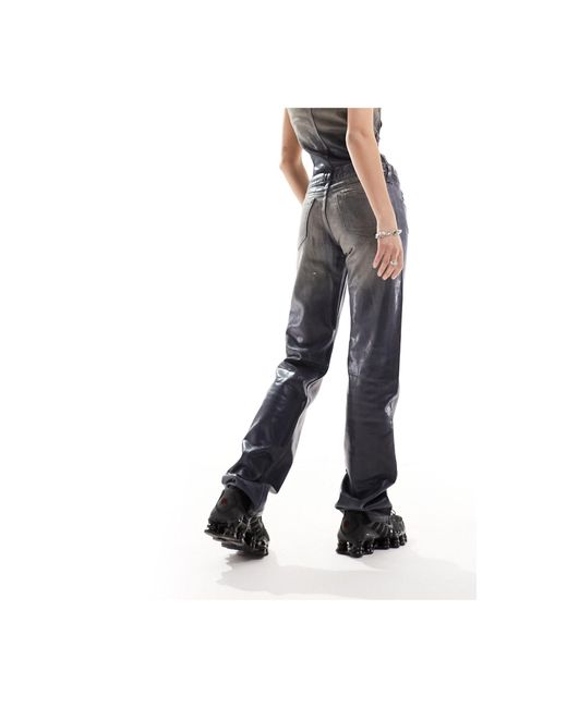 Weekday Blue Arrow Co-ord Wax Coated Low Waist Regular Fit Straight Leg Jeans