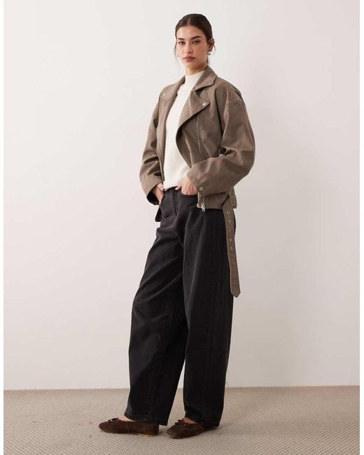 JJXX Natural Faux Suede Biker Jacket