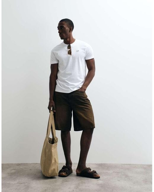 Hollister White Slim Fit Icon Logo Crew Neck T-shirt for men