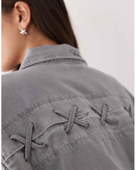 ASOS Gray Denim Lace Up Jacket Co-ord