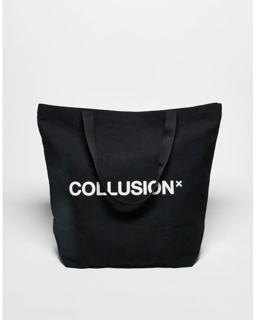 Collusion Black Large Everyday Tote Bag With Logo
