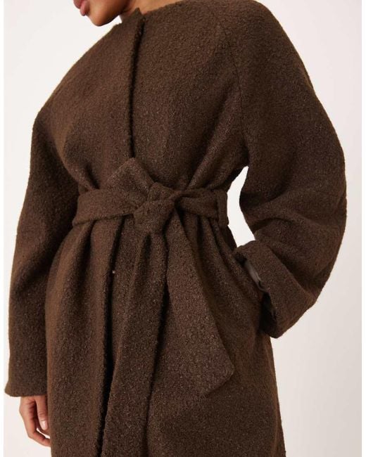 ASOS Brown Asos Design Tall Collarless Boucle Longline Formal Coat